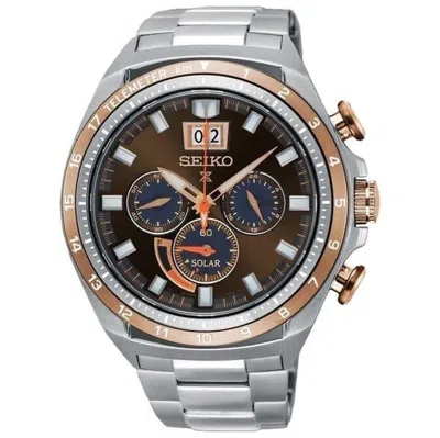 Pre-owned Seiko Prospex Ssc664p1 Solar Watch Rubber V194 Chronograph 100m Brown Rosegold
