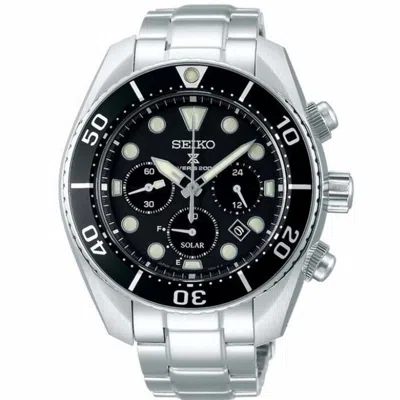 Pre-owned Seiko Prospex Ssc757j1 Sumo Solar Watch V192 Steel Diver 200m Black Steel Silver