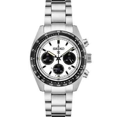 Pre-owned Seiko Prospex Ssc813 Chronograph Panda 39 Mm Stainless Steel Solar Men's Watch