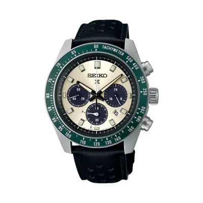 Seiko Prospex Ssc943p1 Men's Solar Chronograph Watch - Speedtimer Series, Champagne Dial, Black Leat