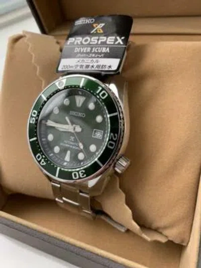 Pre-owned Seiko Prospex Sumo Green Sunburst Men Watch Sbdc081 (new, Low Stock)
