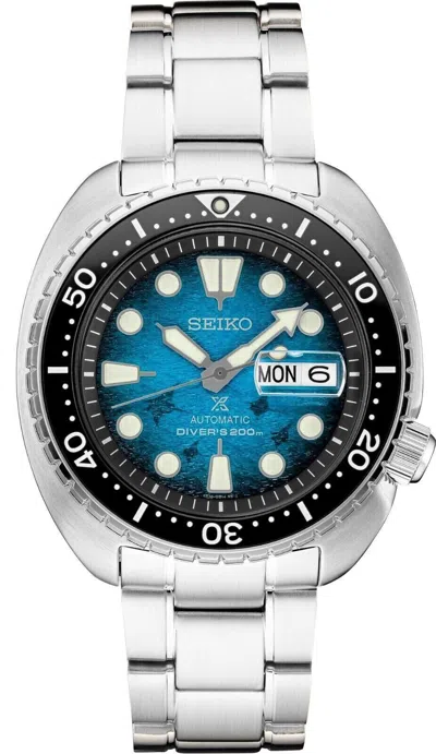 Pre-owned Seiko Prospex Turtle Manta Ray Dial Divers Steel Bracelet Men's Watch Srpe39