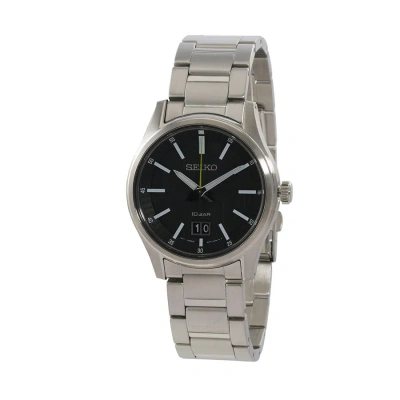 Seiko Quartz Black Dial Men's Watch Sur535 In Metallic