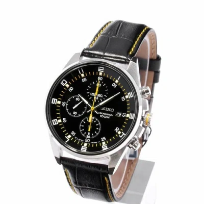 Pre-owned Seiko Quartz Chronograph Sndc89p2 Leather Men's Watch Us3
