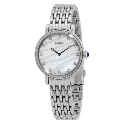 Seiko Quartz Crystal Mother Of Pearl Dial Ladies Watch Sfq807p1 In Black / Mother Of Pearl