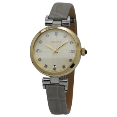 Pre-owned Seiko Quartz Diamond Grey Leather Strap Ladies Watch Srz546p1