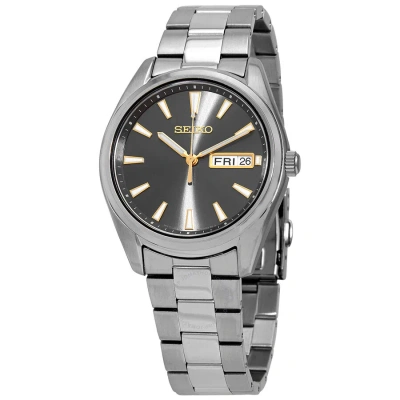Seiko Quartz Grey Dial Stainless Steel Men's Watch Sur343p1 In Gold Tone / Grey