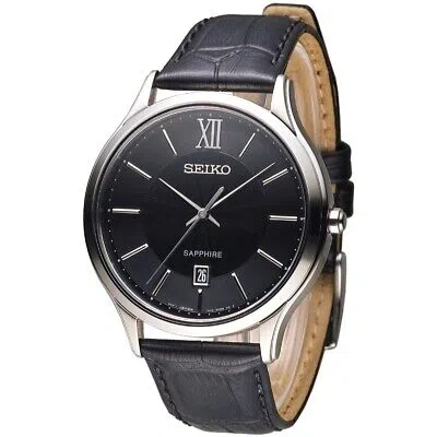 Pre-owned Seiko Quartz Sapphire Glass Black Dial Men's Watch Sgeh53p2