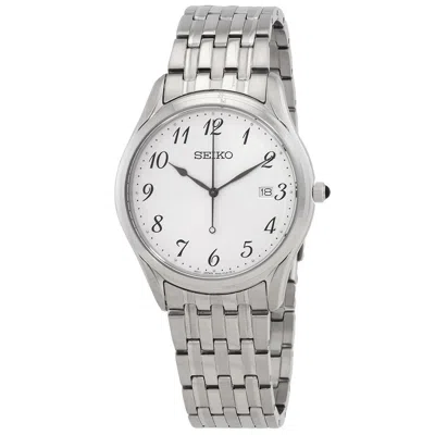 Seiko Quartz White Dial Watch Sur299p1 In Metallic