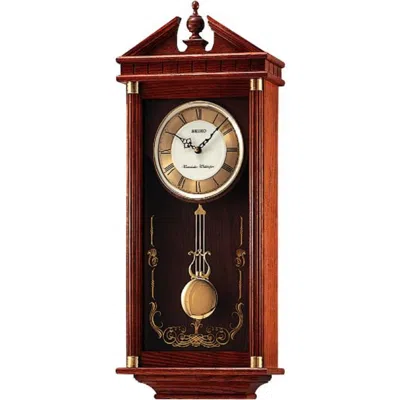 Seiko Regal Oak Pendulum Wall Clock In Brown