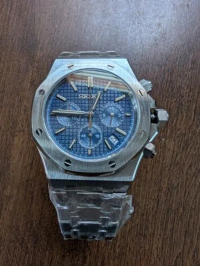 Pre-owned Seiko Royal Oak Shape Chronograph Movement Men Dive Watch Nice