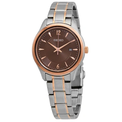 Seiko Sapphire Quartz Brown Dial Ladies Watch Sur476p1 In Two Tone  / Brown / Gold Tone / Rose / Rose Gold Tone