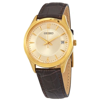 Seiko Sapphire Quartz Champagne Dial Men's Watch Sur472p1 In Brown