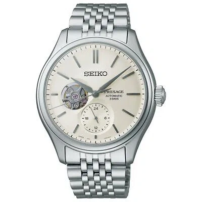 Pre-owned Seiko Sarj007 Presage Classic Series Made In Japan Stainless Steel White Silver