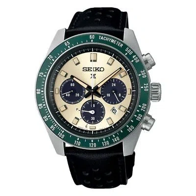 Pre-owned Seiko Sbdl115 Prospex Speedtimer Made In Japan Solor Chronograph Large Black