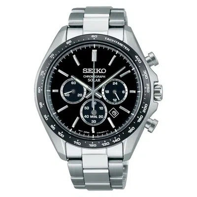 Pre-owned Seiko Selection Sbpy167 Black Solar Chronograph Men's Watch In Box