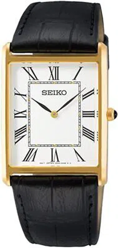 Pre-owned Seiko []  Watch Men&39;s Square Design Quartz Swr052 White Dial X Black Lea