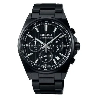 Pre-owned Seiko Selection Men Watch Sbtr037 Black Chronograph Stainless Steel Quartz