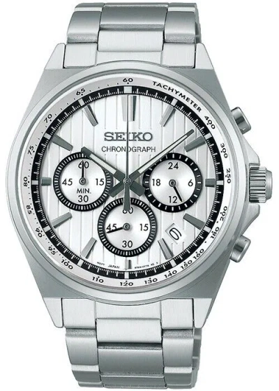 Pre-owned Seiko Selection S Series 8t Sbtr031 Men's Watch Quartz Chronograph White Dial