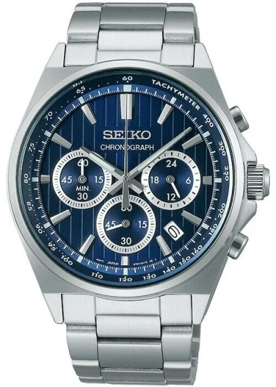 Pre-owned Seiko Selection S Series 8t Sbtr033 Men's Watch Quartz Chronograph Blue 2023