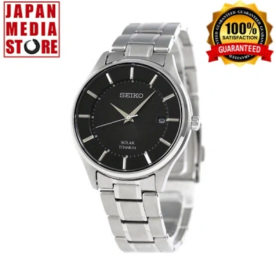 Pre-owned Seiko Selection Sbpx103 Titanium Sapphire Solar Elegant Black Dial Men Watch