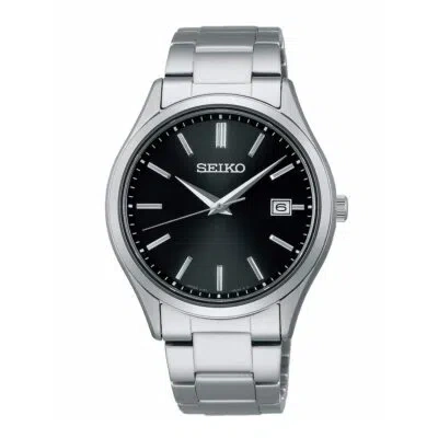 Pre-owned Seiko Selection Sbpx147 Sapphire Crystal Solar Watch Silver Black Dial 38.7mm