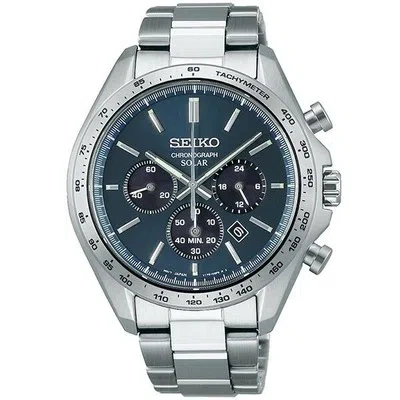 Pre-owned Seiko Selection Sbpy163 Blue Panda Chronograph Solar Men's Watch In Box