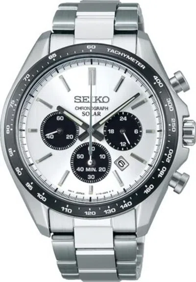 Pre-owned Seiko Selection Sbpy165 Chronograph Solar Analog Panda White Dial Watch Men