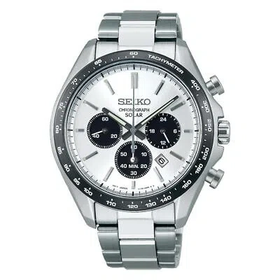 Pre-owned Seiko Selection Sbpy165 Panda Solar Chronograph Men's Watch White With Box