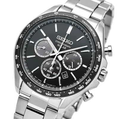 Pre-owned Seiko Selection Sbpy167 Solar Chronograph Watch Black Dial Men's