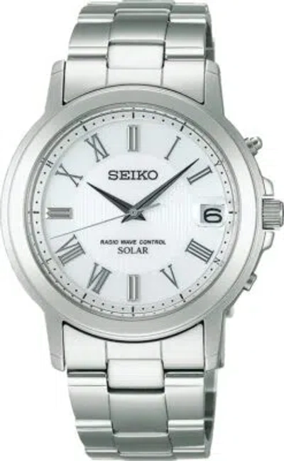 Pre-owned Seiko Selection Sbtm189 Men's Watch Solar Radio Silver Full Auto Calendar