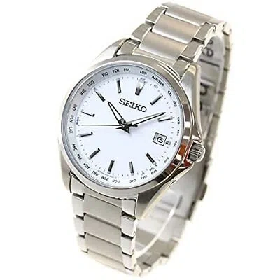 Pre-owned Seiko Selection Sbtm287 Titanium Solar Atomic Radio Men Watch Silver