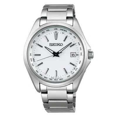 Pre-owned Seiko Selection Sbtm287 White Dial Titanium Solar Atomic Radio Men Watch