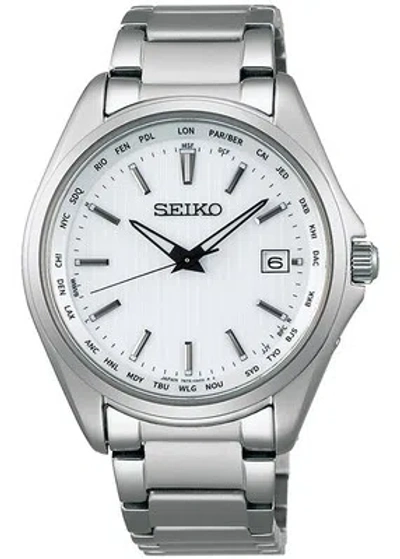 Pre-owned Seiko Selection Sbtm287 White Silver Titanium Solar Men's Watch In Box