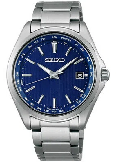 Pre-owned Seiko Selection Sbtm289 Blue Silver Titanium Solar Men's Watch In Box