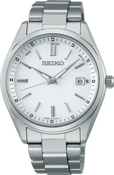 Pre-owned Seiko Selection Sbtm317 Solar Radio Atomic White Dial Watch Men Japan