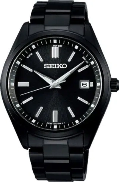 Pre-owned Seiko Selection Sbtm325 Solar Atomic Radio Total Black Watch Men Japan