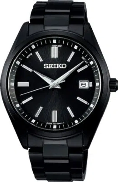 Pre-owned Seiko Selection Sbtm325 Total Black Solar Atomic Radio Men Watch Made In Japan