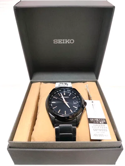 Pre-owned Seiko Selection Sbtm333 Total Black Watch Titanium Solar Atomic Radio Men Gift