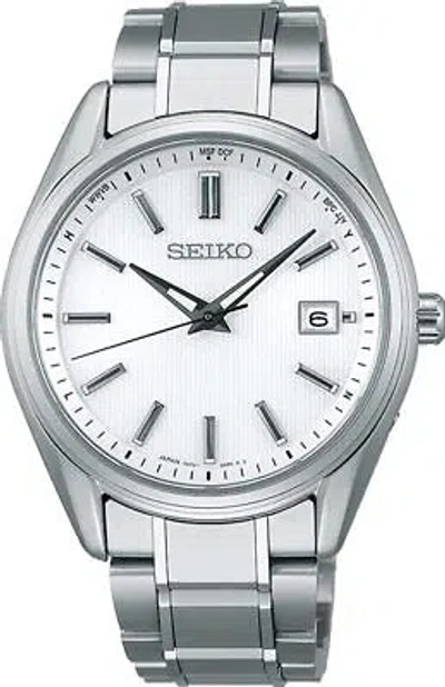Pre-owned Seiko Selection Sbtm337 Pearl White Titanium Radio Solar Men's Watch In Box