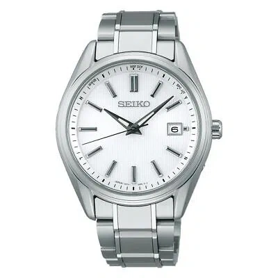 Pre-owned Seiko Selection Sbtm337 Titanium Radio Solar Watch Pearl White Dial 39.5mm