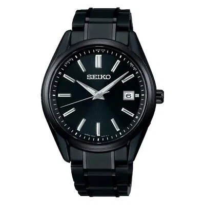 Pre-owned Seiko Selection Sbtm343 Titanium Radio Solar Watch Black 39.5mm Made In Japan