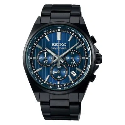 Pre-owned Seiko Selection Sbtr035 Chronograph Stainless Steel Quartz Watch Blue Dial 41mm