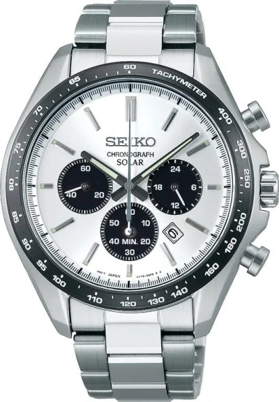 Pre-owned Seiko Selection Solar Panda Chronograph Sbpy165 Men's Watch White Black 2022