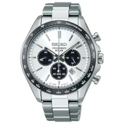 Pre-owned Seiko Selection Solar Watch Men Chronograph Sbpy165 White Panda