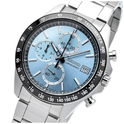 Pre-owned Seiko Selection Spirit Jdm Chronograph 40mm Sky Blue Sbtr029 - Full Set