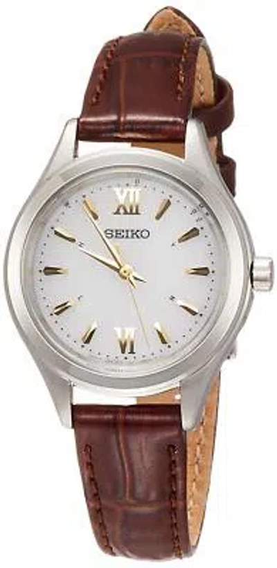 Pre-owned Seiko Selection Swfh115 Solor Women's Watch Brown Leather Band Stainless Case