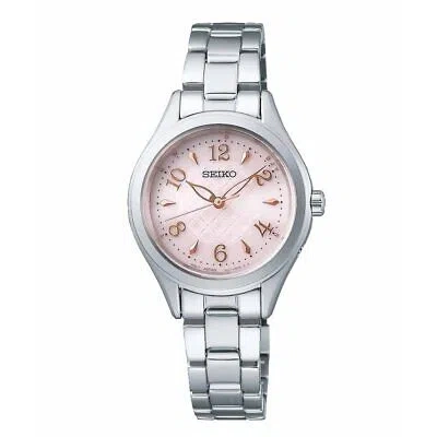 Pre-owned Seiko Selection Swfh117 Radio Solar Watch Pink Dial Silver Metal Band 28.0mm