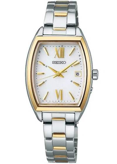 Pre-owned Seiko Selection Swfh128 Ladies Watch Solar Radio Tonneau White 2022 Gift
