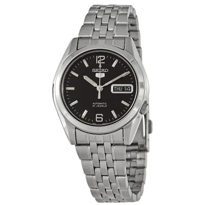Seiko Series 5 Automatic Black Dial Men's Watch Snk393 In Silver Tone/black
